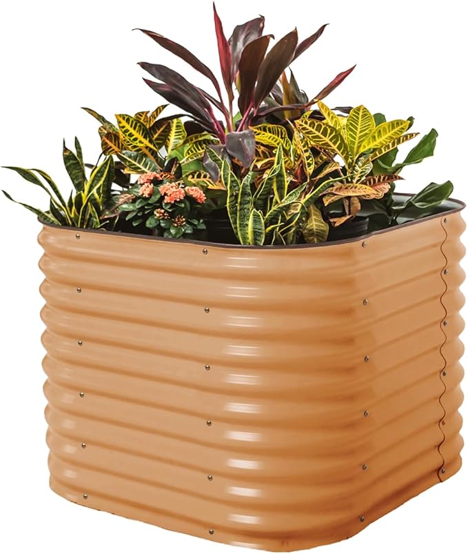 32 Extra Tall Raised Garden Bed Kits 3.5 x 3.5 x 2.7ft Raised Planter Box Outdoor 2 x 5 x 2.7ft Deep Root 4 in 1 Modular Metal Raised Beds for Gardening Vegetables Flowers Fruits - Terra Cotta