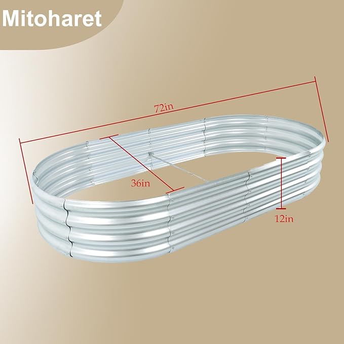 2 Pack 6x3x1Ft Outdoor Metal Raised Garden Bed Flower for Planting Vegetables Herbs Flowers Oval Floor Planting Box Garden Bed Galvanized Steel