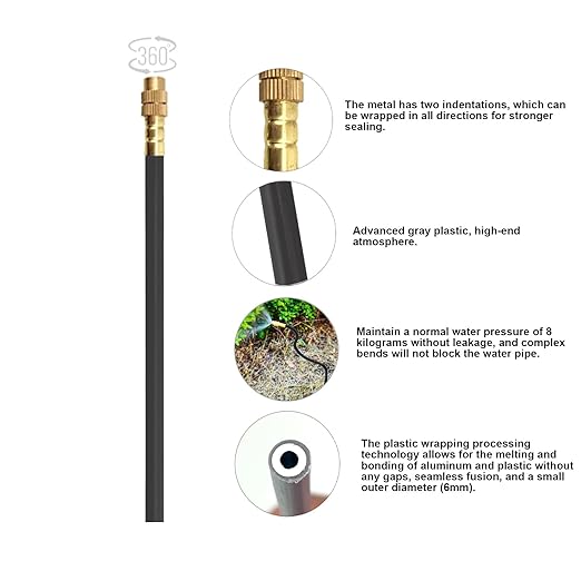 New drip Irrigation kit Automatic Garden Watering System Quick Connector and 360-degree Bending Dropper atomizing Copper Nozzle Garden Plant Lawn Courtyard Watering System. (50FT)