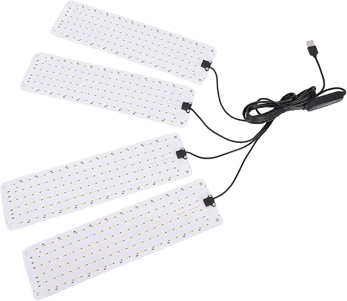 LED Grow Lights Full Spectrum Indoor Plant Growing Lamp with Timer Function for Orchids Tomatoes Plants High PPFD Energy Saving (4 Head)
