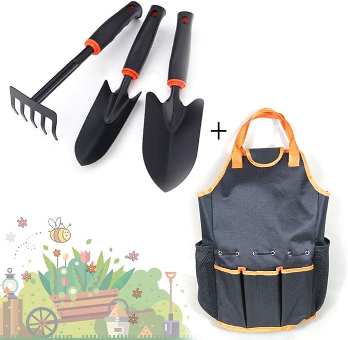 Unusual Gardening Gifts Garden Tool Set 4 Piece Heavy Duty Gardening Tools Set Hand Garden Tool Kit with Large Storage Tote Bag Outdoor Tool Kits for The Gardener Women Men