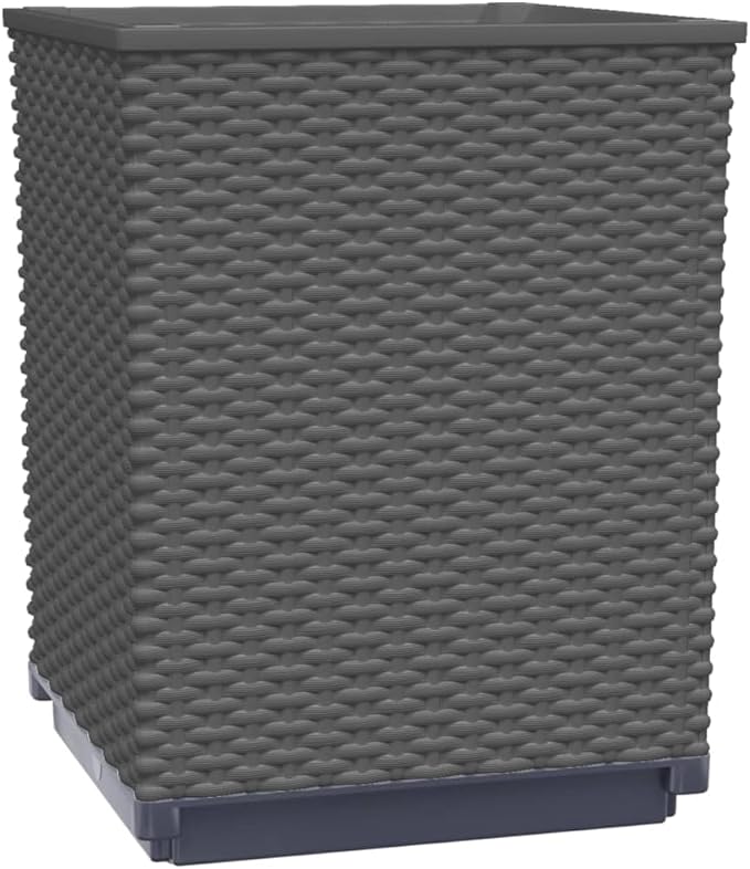 Black Planter Box Set Gardening Flower Vegetable &amp Plant Growing Large Outdoor Pots - 4 pcs 11.8x11.8x14.6 Polypropylene
