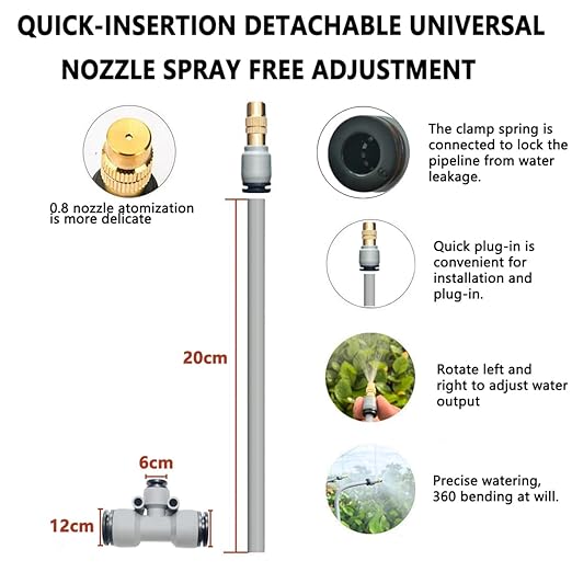 New Drip Irrigation KitsQuick Connector Automatic Irrigation Systemwith Replaceable Bending Dropperatomizing Copper Nozzle for Watering System for Garden Plant Lawn Patio. (25M)