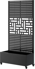 Sturdy 47x16x73 Inch Galvanized Steel Raised Garden Bed with Trellis Metal Planter Box on Wheels for Patio Privacy Screen 12 Inch Deep Root Mobile Vertical Garden Planter for Climbing Plants (M2)