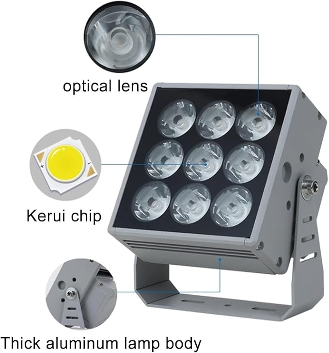 110-230V Outdoor Spotlights - Spotlight Led Beam Light - Led Spot Lights LED Long Distance Spotlight Outdoor Building Wall Washer IP67 Waterproof Villa Courtyard Lawn Landscape Lights(Warm White Lig