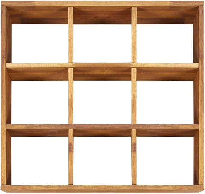 Herb Garden Raised Bed Solid Acacia Wood 9-Pocket Wooden Herb Planter 23.6 x 23.6 x 5.9 in (W x L x H)-406