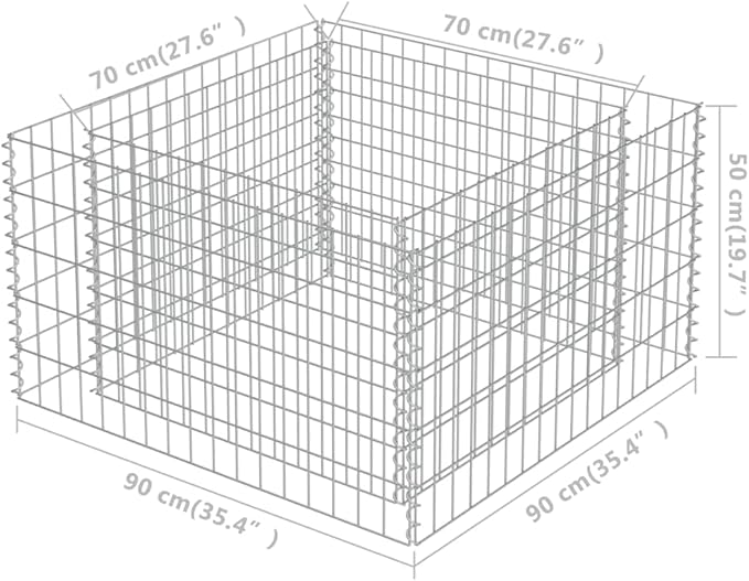 SKM Gabion Raised Gabion Raised Bed Galvanised Steel 35.4x35.4x19.7