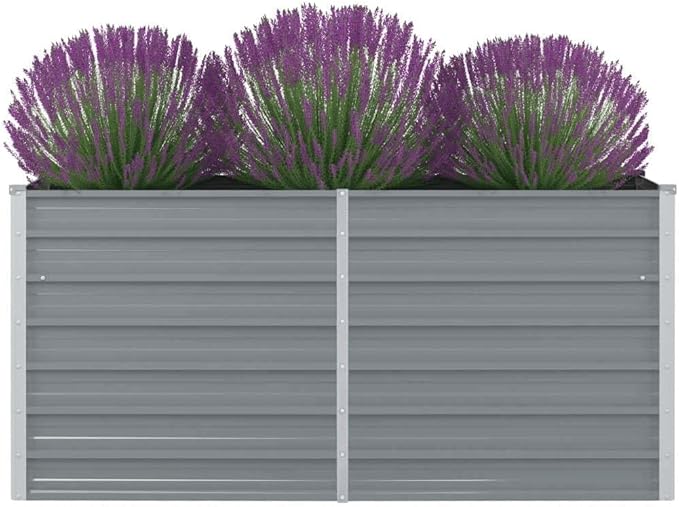 SKM Raised Garden Bed Grey Galvanized Steel 63x31.5x30.3 in DurableGrey (Weight 19.84KG)