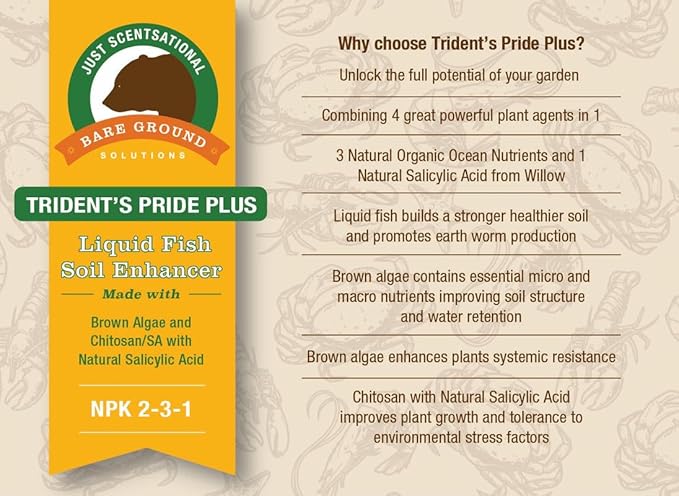 TPCH-1QES Trident's Pride Plus Organic Liquid Fish Fertilizer w/Brown Algae Extract &amp Chitosan w/Hose End Mixing Sprayer32 oz