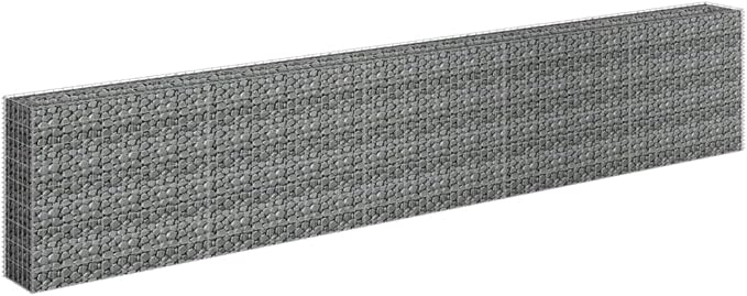 Gabion Planter Raised Bed Outdoor Garden Galvanized Steel Wire Mesh Grid Stone Wall Flower Raised Bed for Vegetables Flowers Plants 177.2x11.8x35.4