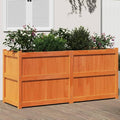 Wax Brown Solid Pine Wood Garden Planter 59.1x19.7x27.6 in Rectangular Raised Garden Bed for Outdoor Plants Balcony &amp Patio Gardening
