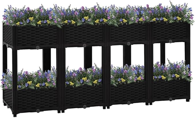 Raised BedGarden Bed Planter Planter Container for Vegetable Flower Planter Outdoor Garden Bed for Backyard Patio Lawn Balcony 63x15.7x28 Polypropylene