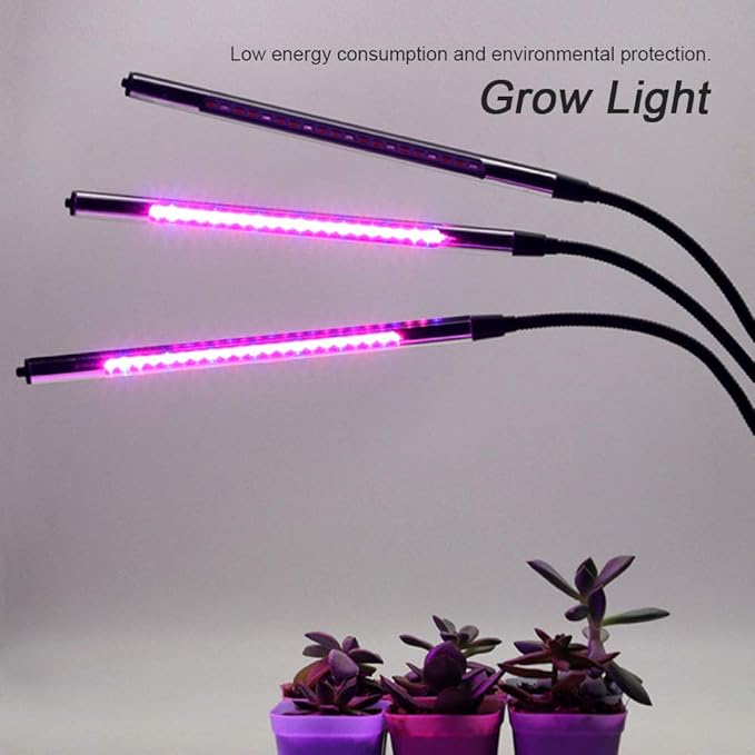 Hyuduo 30W Full Spectrum LED Plant Grow Light 3 Head Flexible Gooseneck with for Indoor Plants Vegetables Flowers Tent Greenhouses