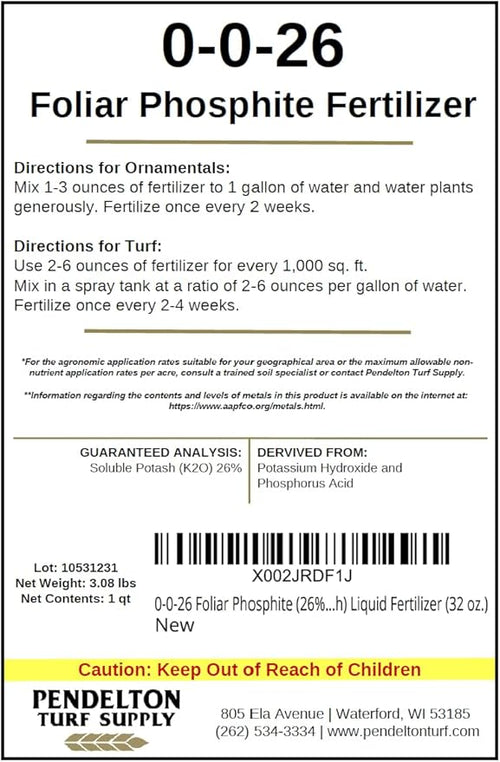 0-0-26 Foliar Phosphite (26% Soluble Potash) Liquid Fertilizer (32 oz.)