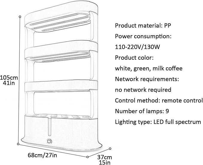 Hydroponics Growing System Indoor Hydroponic Grow Tower Hydroponics Tower with Remote Control with Auto Timer and Grow Light for Herbs Plants Vegetables Fruit(Green105cm/41in)