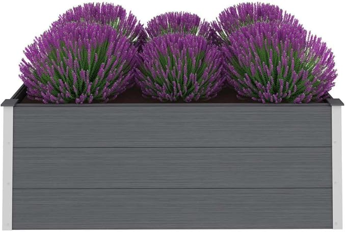 Garden Raised Bed WPC Planter Boxes Outdoor Garden Bed Outdoor Gardening and Planting Ideal for Vegetables and Plants 59.1x39.4x21.3 Gray