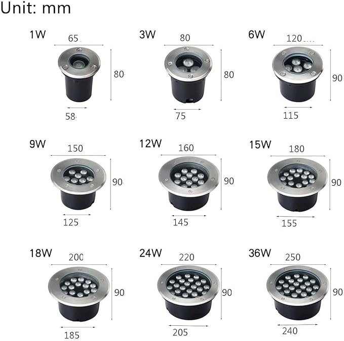 Ground Landscape Lights - LED Outdoor Spotlight Floodlight IP67 Waterproof Recessed Lamp Lighting for Garden Yard Construction(White24W(AC85-265v))