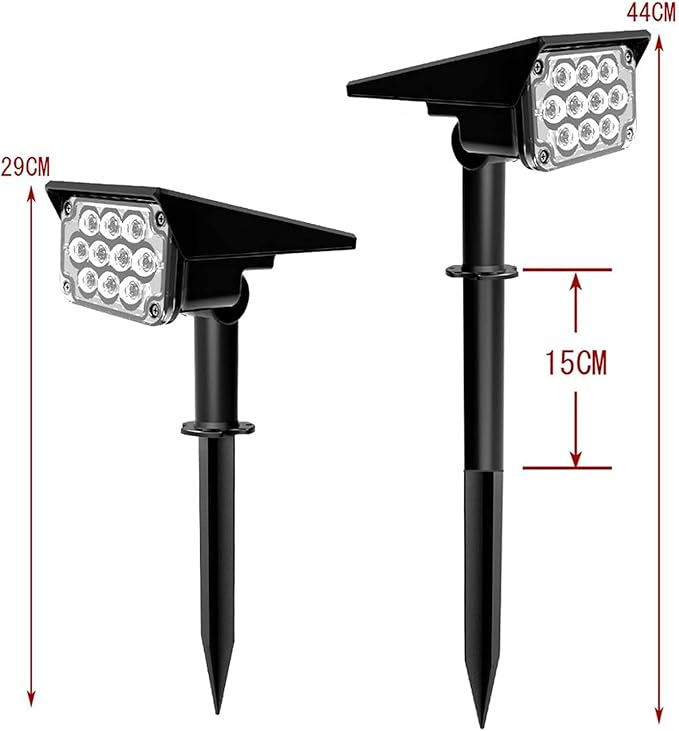LightOutdoor 2PACK Outdoor 3000K/6000k/RGB/GREEN Solar Garden Light IP65 Solar Spotlight for Landscape Path Solar Wall Light
