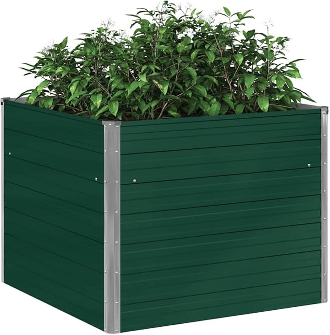 Green 39.4 Galvanized Steel Raised Garden Bed for Vegetables &amp Flowers Drainage &amp UV Resistant