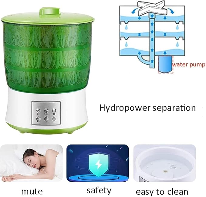 Automatic Sprouter Bean Growing Machine Bean Sprouts Growing Machine Bean Sprouts Maker Seed Germination Kit Germinating Sprouts and MICR