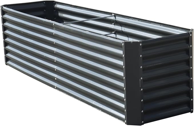 8x2x2FT Metal Raised Garden Beds Galvanized Raised Garden Bed Box Planter for Vegetables Flowers Herb Succulent Gray