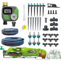 Drip Irrigation System with Water Timer Plug-in Quick Connection Drip Irrigation Kit 5/16“ID and 1/4 Inch Pipe Auto Watering System for Garden Spray for Greenhouse Garden Lawn Potted Plants