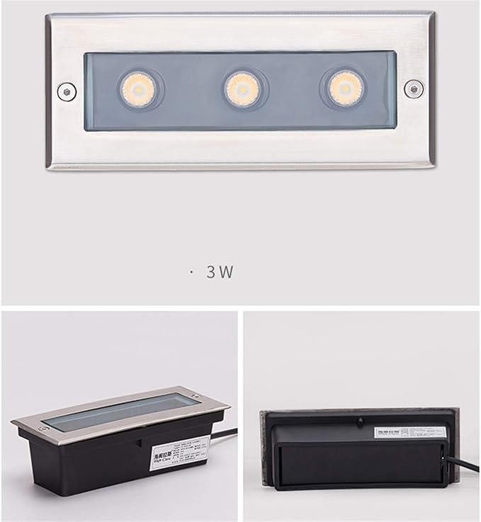 3W Ground Recessed Spotlight 12V/24V Outdoor Rectangle Garden Lighting IP67 Waterproof Ground Spotlight(Blue Light12V)