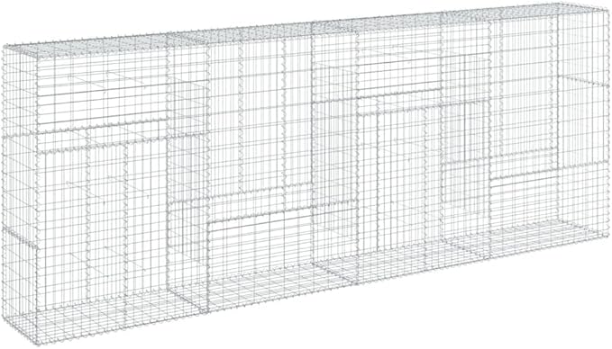 Galvanized Iron Gabion Basket with Cover 157.5x19.7x59.1 Outdoor Raised Garden Bed Planter Box Sturdy Metal Mesh for Landscaping Retaining Walls &amp Decorative Features