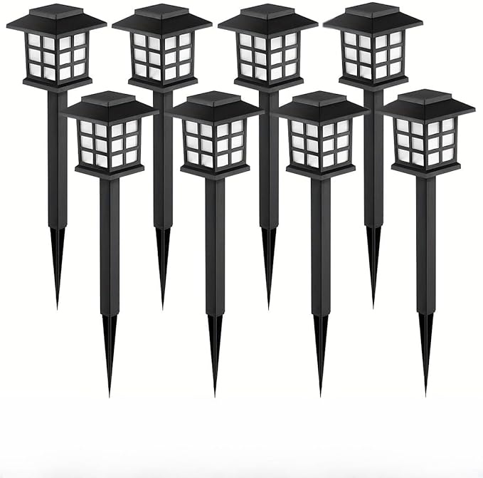 Outdoor Warm Light Solar Rechargeable Landscape Garden Lights Suitable for Roads Courtyards and Decks (8 pcs)