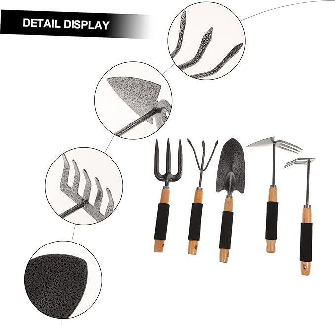 1set Ergonomic Garden Tool Set Planting Shovels and Rakes for Weeding Digging and Aeration Compact and Gardening Supplies Handles