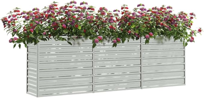 Garden Raised BedOutdoor Planting BoxesHerb Garden Planter OutdoorPlant Box Patio Plantersfor FlowerHerbBackyardPatioBalcony 94.5x15.7x30.3 Galvanized Steel Silver