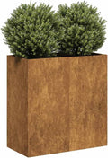 31.5x15.7x31.5 Rusted Steel Rectangular Planter Box Weathering Metal Outdoor Flower Bed for Garden Patio Balcony