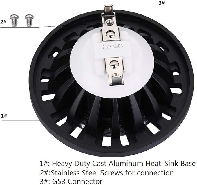 Arrownine PAR36 LED Landscape Bulb 6W 9-17VWater Resistant for Low Voltage Landscape Lighting Outdoor Well Lights Flag Pole Tree Uplights Black Finish White 5000 Kelvin