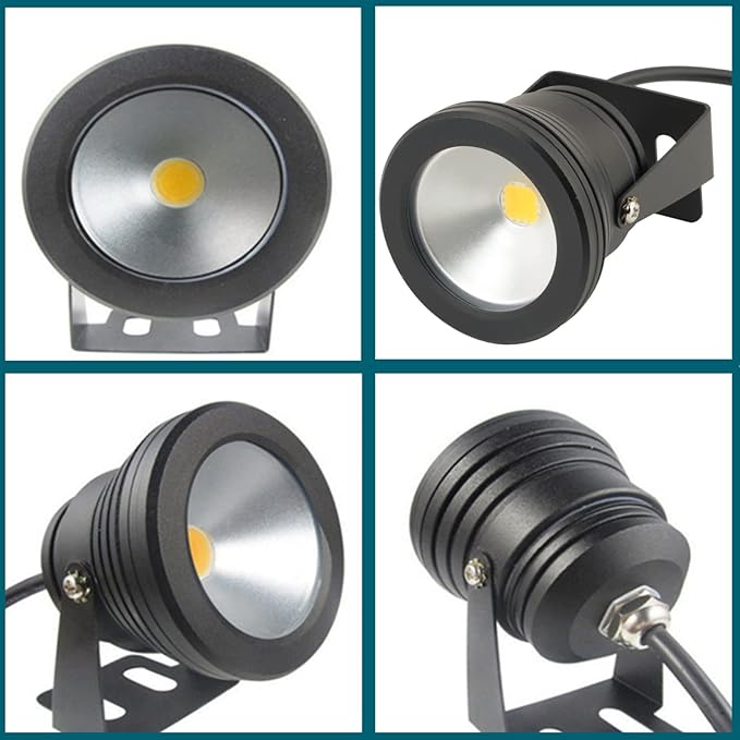 Kiven Plug in Spotlight 10W Waterproof LED Clip-on Light Black Finish Plug in Landscape Light with 9.84ft Plug in Cord and On/Off Switch for Hallway Garden Patio Yard Flag(RGB)