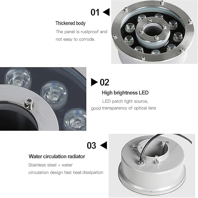 Underground Light Ground Lights Waterproof Stainless Steel Swimming Pool Underwater Light Submersible Underwater Landscape Spotlight(24w85-265V) (24w 85265V)