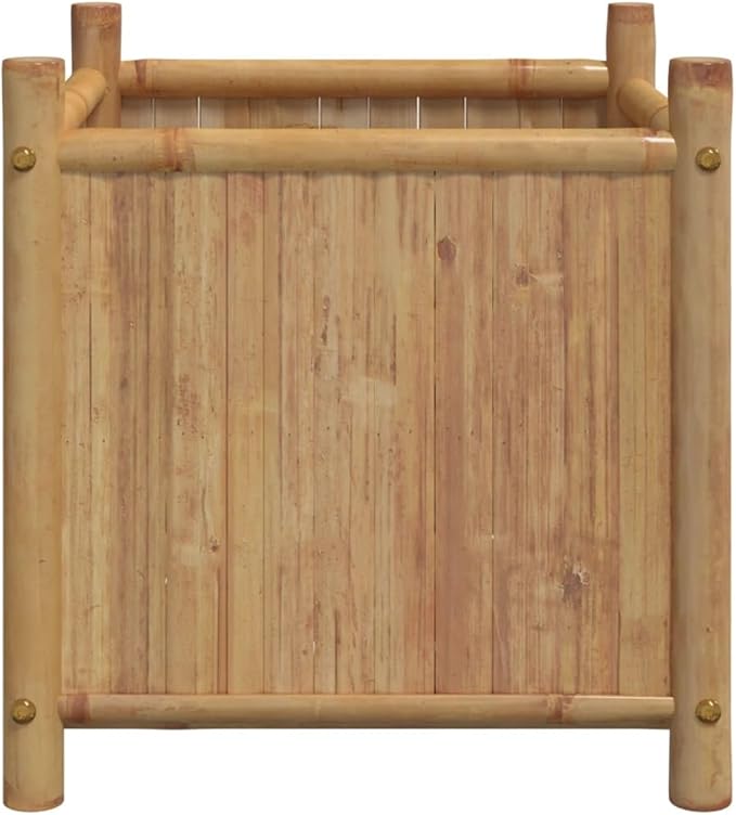 Large Outdoor Planter Box for Vegetables Herb and Flower - 15.7 Bamboo Gardening Pots for Planting - Elevated Plant Beds