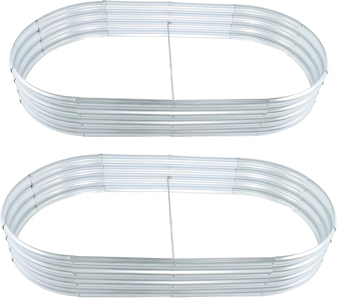 2 Pack 6x3x1Ft Outdoor Metal Raised Garden Bed Flower for Growing Fruits Vegetables and Herbs Oval Floor Planting Box Garden Bed Galvanized Steel