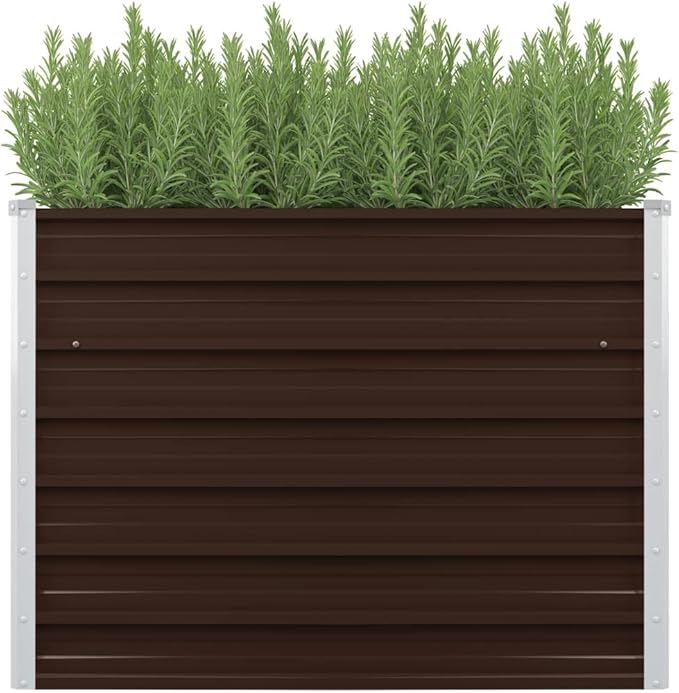 Garden Raised Bed Brown 39.4x15.7x30.3 Galvanized Steel aWeight-16 lbs