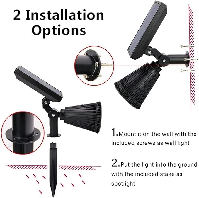 Solar Lawn Lights Outdoor Landscape 4/7led Spotlights Ip65 Waterproof Upgraded Solar Powered Highlighted Wall Lamp Villa Garden(4LED-Warm Light)