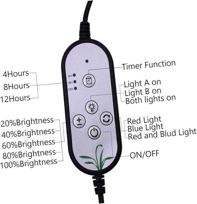 POPETPOP 9w Adjustable Dimmable Led Plant Grow Light Single Head Timing Feature for Indoor Vegetables Garden