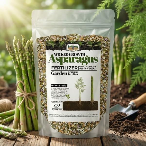 Asparagus Fertilizer - 100% Nourishes Root Growth Enhances Flavor Boosts Plant Health Slow-Release Nutrients for Optimal Garden Performance - 20 lb Bag by Old Cobblers Farm