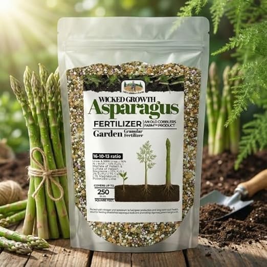Asparagus Fertilizer - 100% Nourishes Root Growth Enhances Flavor Boosts Plant Health Slow-Release Nutrients for Optimal Garden Performance - 15 lb Bag by Old Cobblers Farm