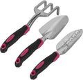 Qulable Tools Gardening Hand Tools 3 Piece Set - Heavy Duty Garden Trowel Transplanter Hand Rake - Comfort Grip Handle - Rust-Proof Design Cultivator Garden Hand Shovel