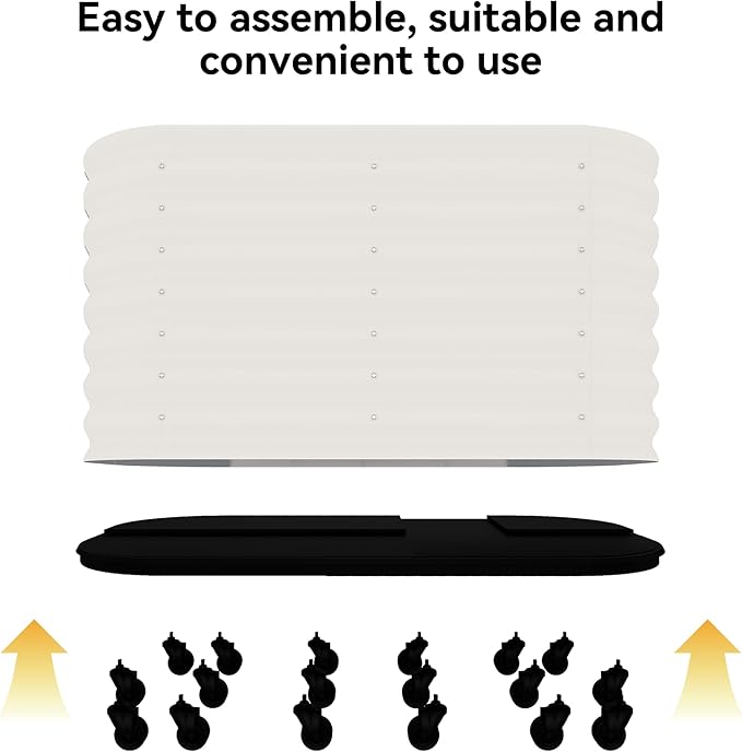 59x24x28 in Galvanized Raised Garden Bed with Wheels &amp Water Reservoir – Durable Outdoor Planter Box Elevated Raised Beds for Gardening Portable Garden Box for Indoor/Outdoor PlantsWhite