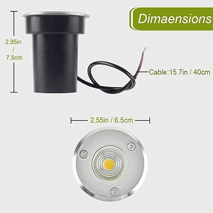 6PCS LED Beam Spotlights - Outdoor Floor Lamp 3W Ground Spotlights COB Mini Landscape Spotlight IP67 Waterproof Outdoor Recessed Spot Light Step Garden Floodlight(Green3W(24V))
