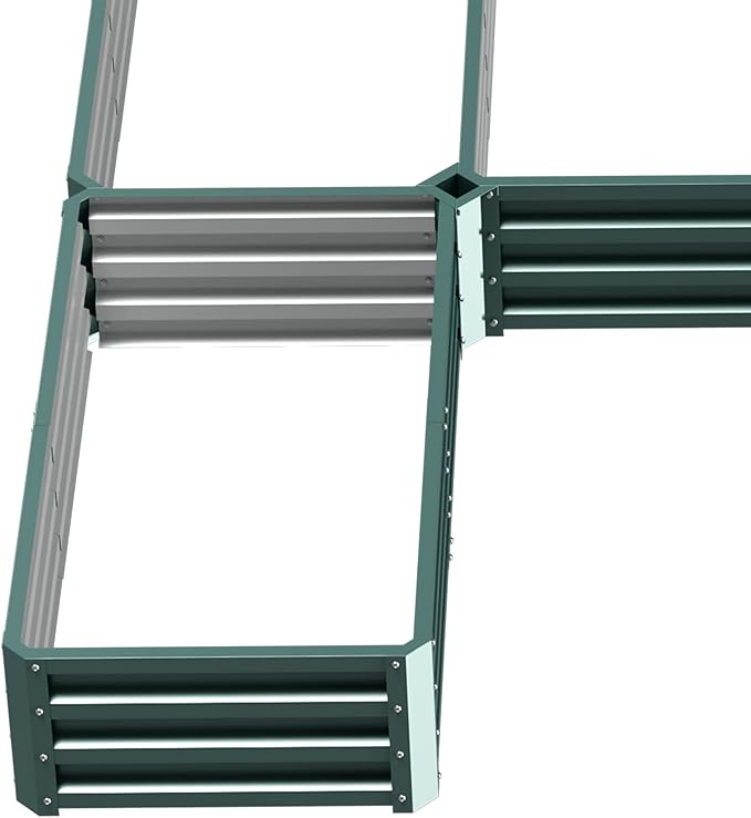 Outsunny 8 x 8' Raised Garden Bed Set Large Steel Flower Planters for Outdoor Plants Easy Assembly for Vegetables Herbs Green