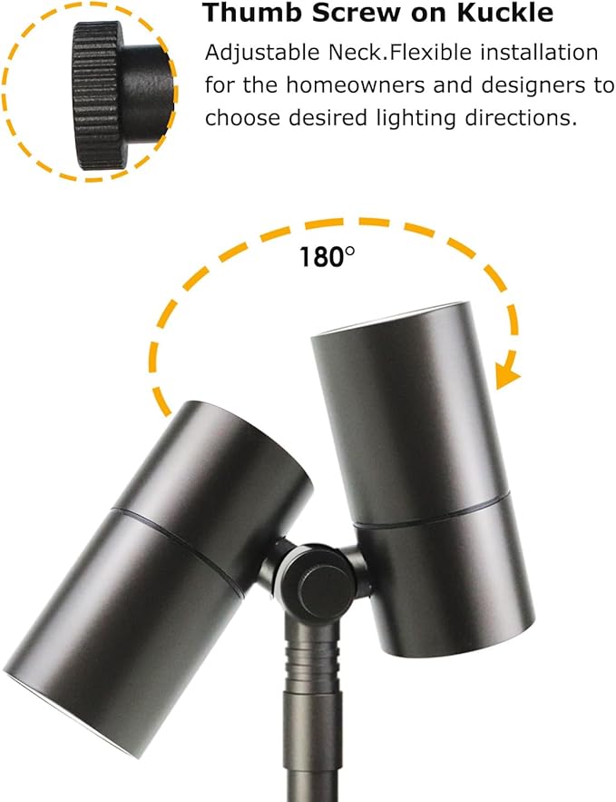 Cheopha 12V Landscape Path Lights Adjustable Low Voltage Landscape Spotlights with MR16 LED Bulb IP65 Waterproof Aluminum Pathway Lights for Lawn Walkway Garden Yard (Warm White 2-Pack)