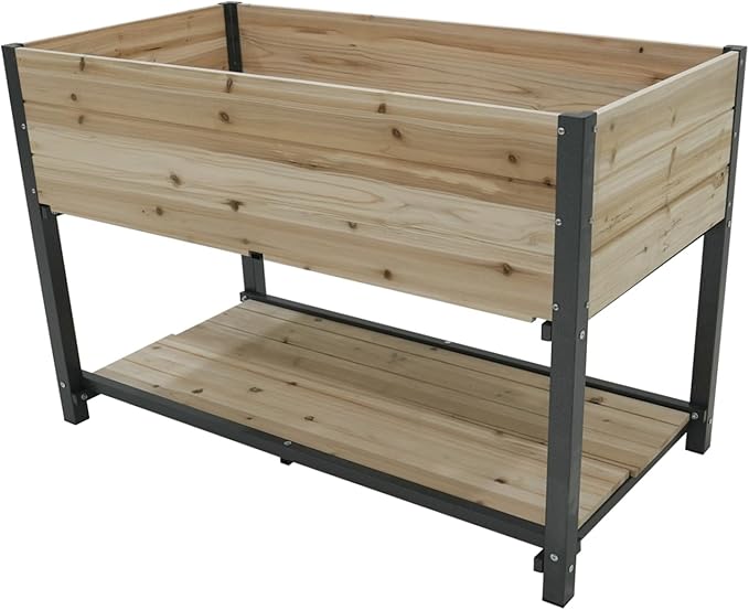 3 Tiers Wooden Vertical Raised Garden Bed with LegsBrown Planter Raised Beds Kit for Flowers Herbs Vegetables