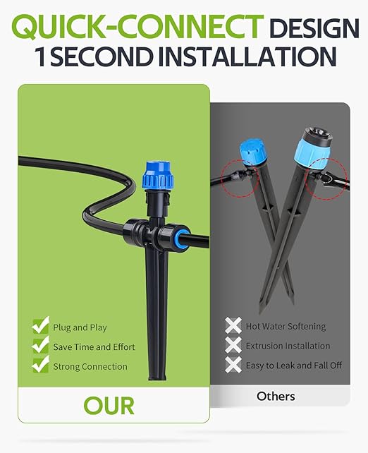 HIRALIY 59FT Greenhouse Misting Drip Irrigation Kit with Water Timer Quick Connector Design Garden Watering System Automatic Irrigation System with Tubing Nozzles for Hanging Plants Raised Bed