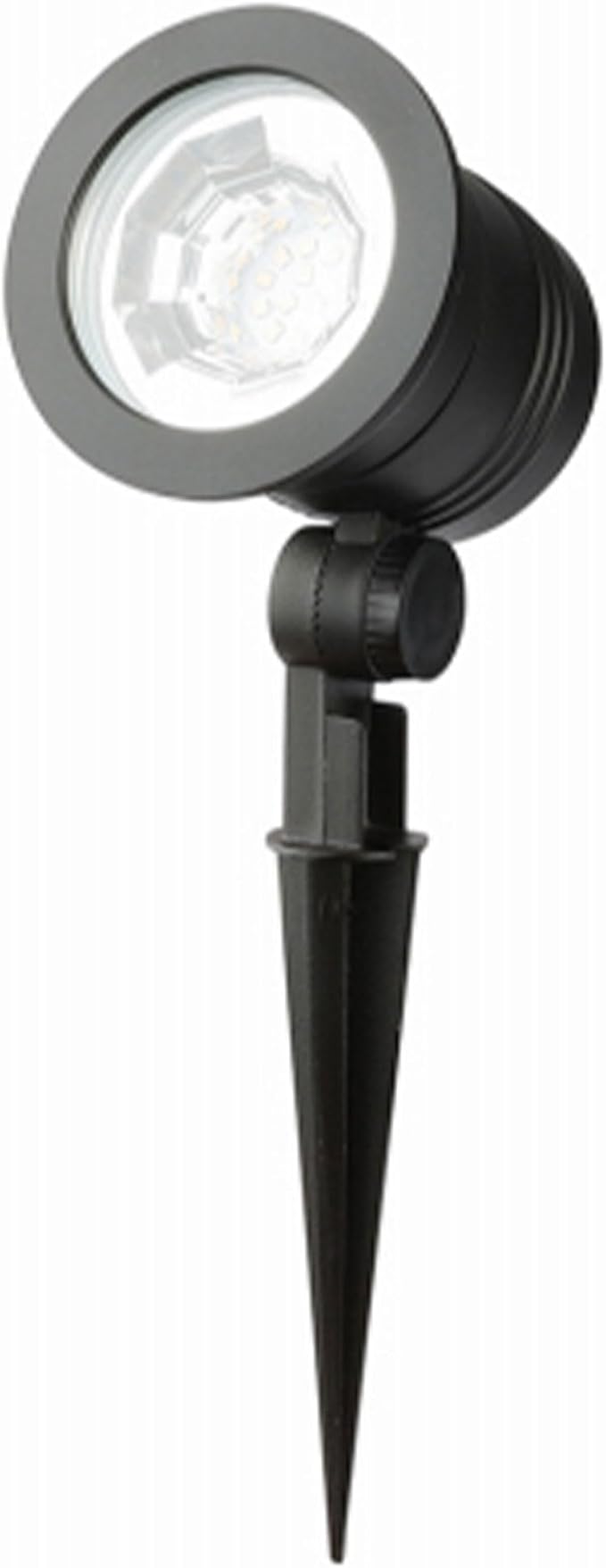 Four Seasons Courtyard Fusion Wired Low-Voltage LED Spotlight Metal Outdoor Patio Lawn Landscape Ground Stake Light with Adjustable Head 1000 Lumens Black